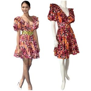 MICHAEL KORS COLLECTION * Zendaya's $1875 Runway Puff-Sleeve Pink Dress 4-6